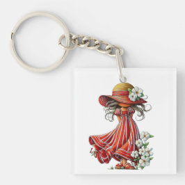 CHAVEIRO MENINA ADORÁVEL COM TEMA DE VERÃO VESTIDA DE VERME