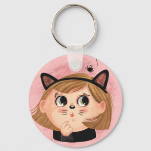 Chaveiro Menina bonita num vestido de gatinho preto de Hall