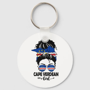 Chaveiro Menina Cabo-Verdiana com Coque Desgrenhado e Bande