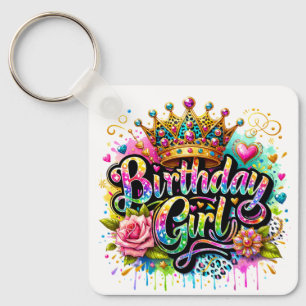 Chaveiro Menina Colorida de Aniversário Real