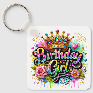 Chaveiro Menina Colorida de Aniversário Real
