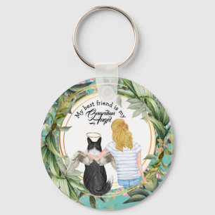 Chaveiro Menina com o cão da guarda do collie anjo melhor a