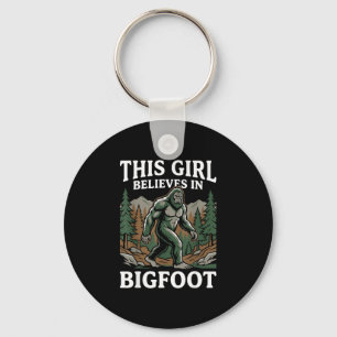 Chaveiro Menina crente de pé grande sasquatch floresta crip