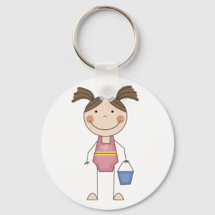 Chaveiro Menina da Praia com Camisetas de Balde e Presentes