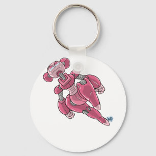 Chaveiro Menina de Anime Robô Adesivo Rosa