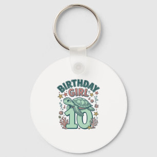 Chaveiro Menina de Aniversário 10 Tartaruga Marinha Desenho
