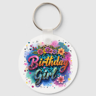 Chaveiro Menina de Aniversário Floral Leopardo