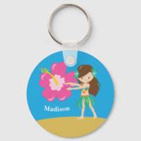 Menina de Hula Cócita Monograma Azul de Praia Pers