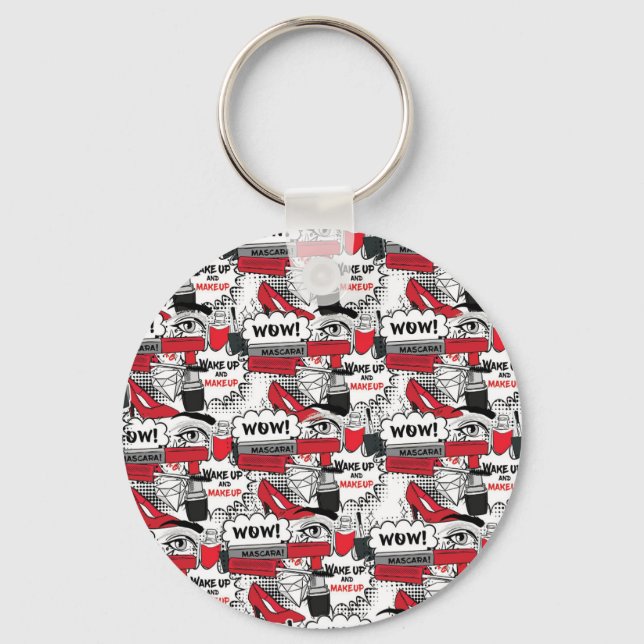 Chaveiro Menina de maquiagem bonita - Bela kawaii e moda de (Frente)