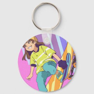 Chaveiro Menina de pulseira de anime com luvas brancas
