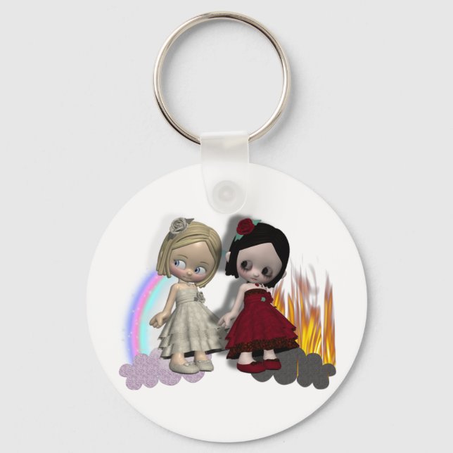 Chaveiro menina doce anjo e diabo (Frente)