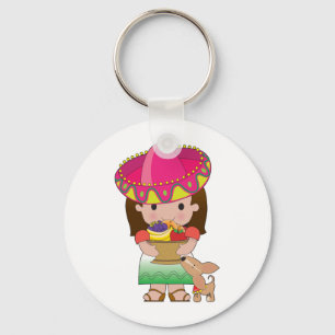 Chaveiro Menina e cão mexicanos