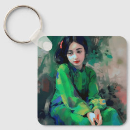 Chaveiro Menina em vestida verde