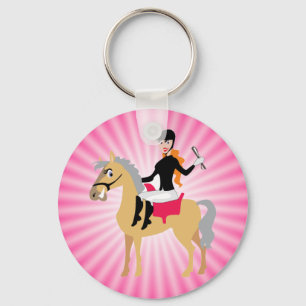 Chaveiro Menina equestre rosa