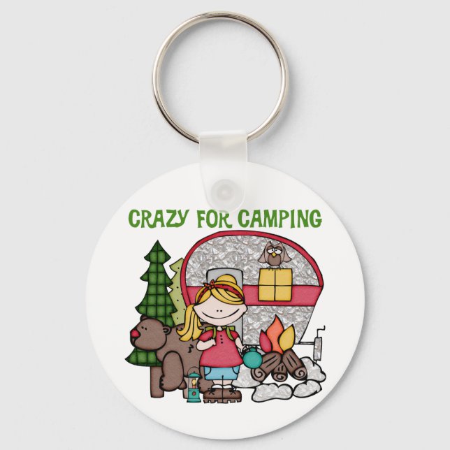 Chaveiro Menina loura louca para acampar (Frente)