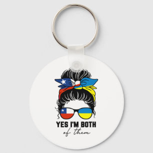 Chaveiro Menina Metade Chilena Metade Ucraniana Bandeira Ch