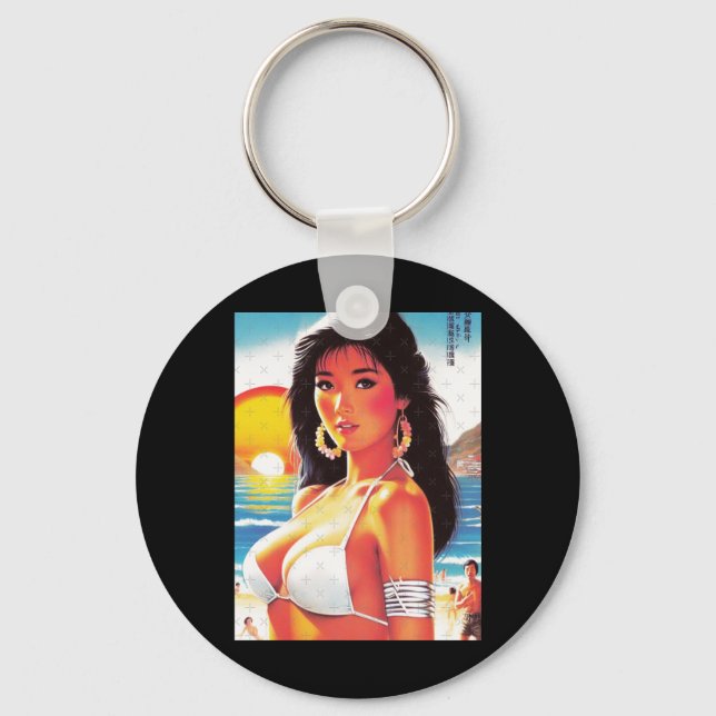 Chaveiro Menina Oriental Retro Adesivo  (Frente)