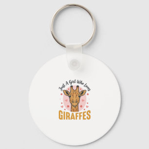 Chaveiro Menina Que Ama Girafas Desenho de Gravura Vintage_
