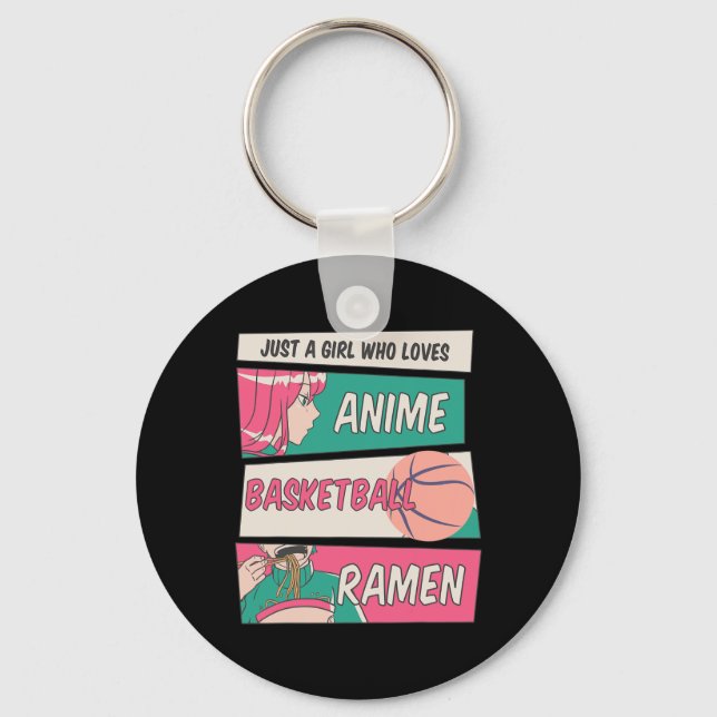 Chaveiro Menina Que Ama O Basquete De Anime E Ramen Kawaii  (Frente)