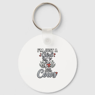 Chaveiro Menina Que Ama Vacas Desenho de Camisa de Vaca Fof