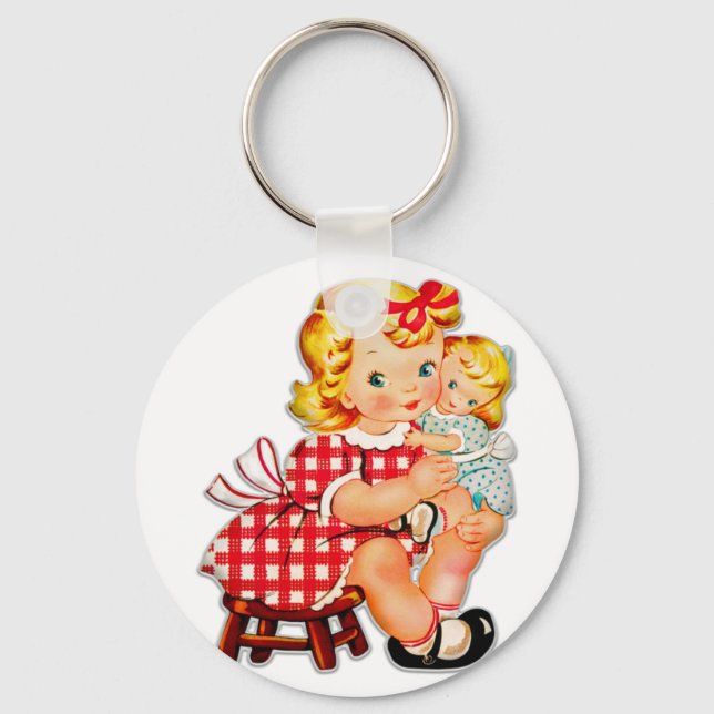 Chaveiro Menina retro vintage boneca criança (Frente)