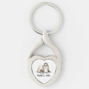 Chaveiro Menina Shih Tzu (branca-bronzeada) Cachorro Mamã