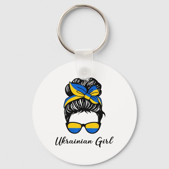 Chaveiro Menina Ucraniana Em Cores Azul E Amarelo Da Ucrâni (Frente)