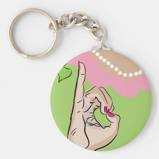 Chaveiro Meninas bonito, cor-de-rosa verde (Frente)