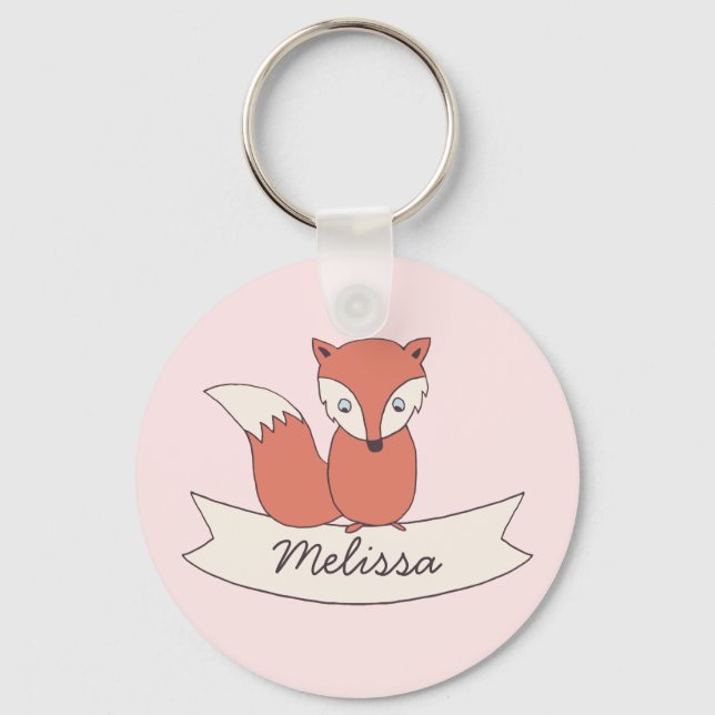 Chaveiro Meninas Pequena Fox Personalizada Cadeia de Chave (Frente)