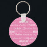 Chaveiro Meninas Rosa bonito Nome Colagem de Fontes Adolesc<br><div class="desc">Este bonito chaveiro cor-de-rosa é personalizado com o nome de sua adolescente ou menina em 9 diferentes lindas fontes. Um presente fofo personalizado para uma criança ou adolescente.</div>