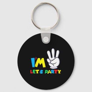 Chaveiro Meninas Terceiro Aniversário aniversário de 3 anos