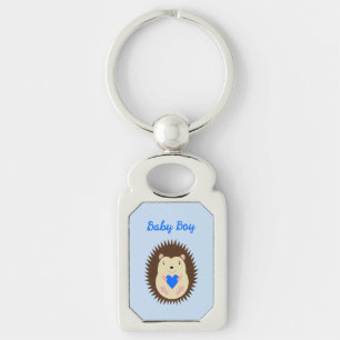Chaveiro Menino Azul Bebê Coração Ourico Personalizado