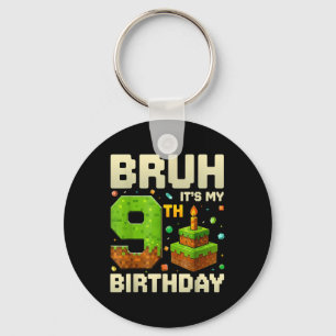 Chaveiro Menino de Aniversário Pixel Bruh É Meu 9º Aniversá