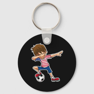 Chaveiro Menino de Futebol Dabbing Camisa EUA Estados Unido