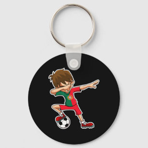 Chaveiro Menino de Futebol Dabbing Portugal Camisa Portuguê