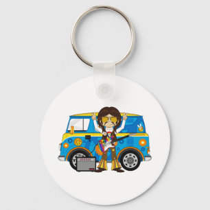 Chaveiro Menino do Hippie com guitarra & campista Van