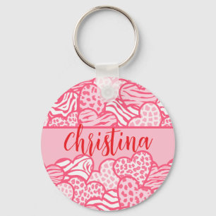 Chaveiro Menino Pintado, Cor-de-Impressão, Cor-de-Rosa