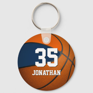 Chaveiro meninos, basquetebol com cores azuis e laranja