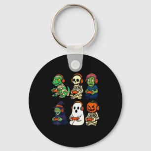 Chaveiro Meninos do Halloween Gamer Dinossauro Esqueleto Fa