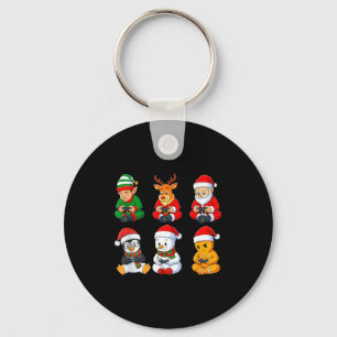 Chaveiro Meninos Gamer do Natal Video Games Papai Noel Elfo