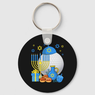 Chaveiro Menorá de Bola de Golfe Judaica Divertida Feliz Ch