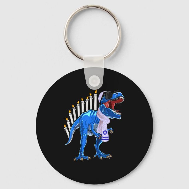 Chaveiro Menorasaurus Rex Shirt T Rex Dinosaur Hanukkah Gif (Frente)