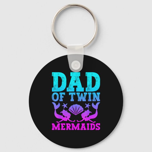Chaveiro Mens Dad Of Twins Mermaid Father's Day Pregnancy A (Frente)