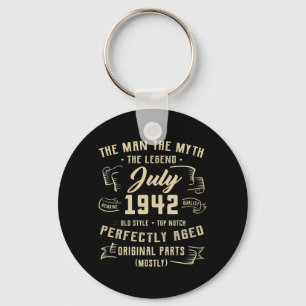 Chaveiro Mens Man Myth Legend Julho de 1942 80 Aniversário