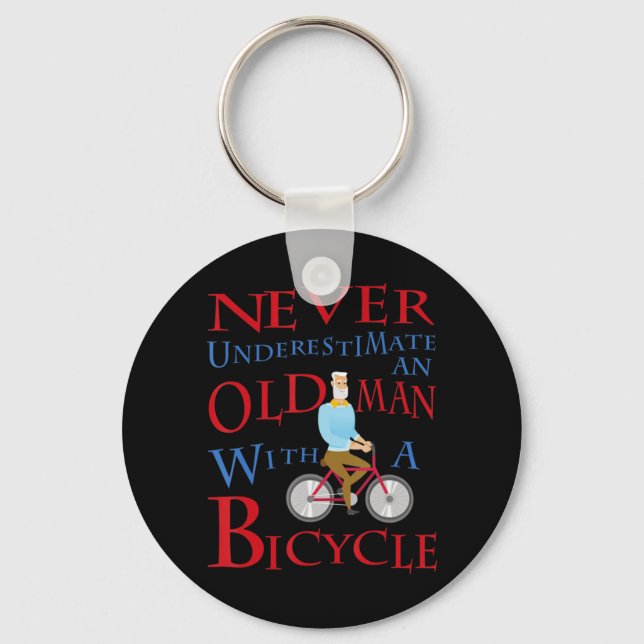 Chaveiro Mens Nunca Subestimam Um Velho Com Uma Bicicleta (Frente)