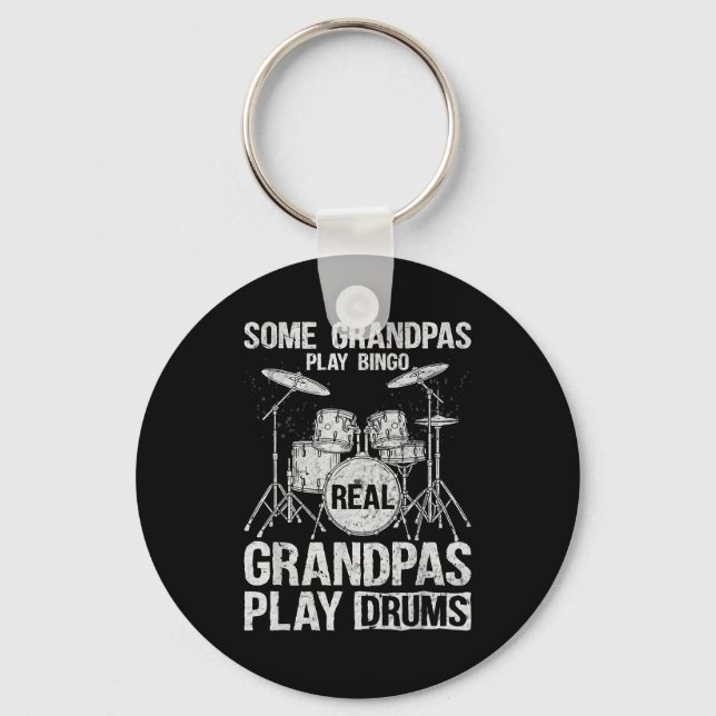 Chaveiro Mens Real Grandpa Play Drums Percussionist Drummer (Frente)