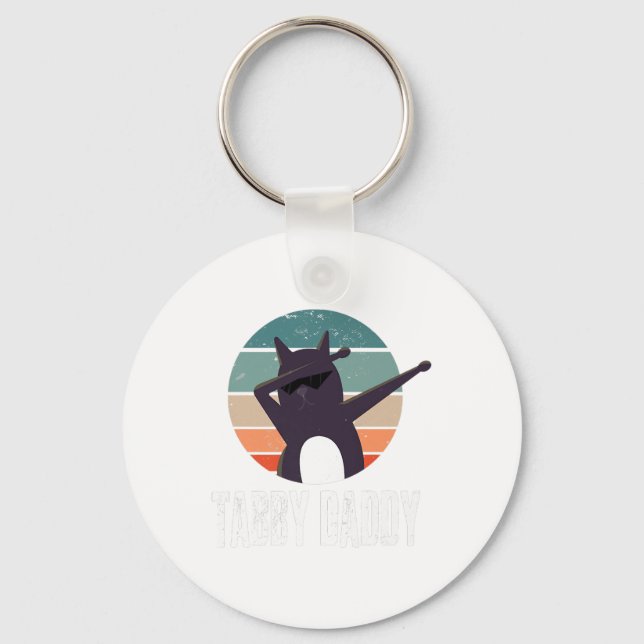 Chaveiro Mens Tabby Pai Tee Cat Pai Pais (Frente)