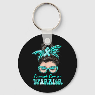 Chaveiro Mensageiro Teal Ribbon Cervical Cancer Warrior