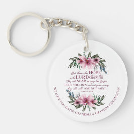 Chaveiro Mensagem de Foto Floral Cor-de-Rosa Verso-Cristã