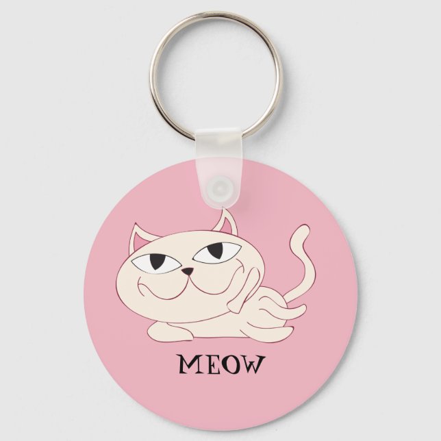 Chaveiro MEOW: Pink Cat Chillin' (Frente)